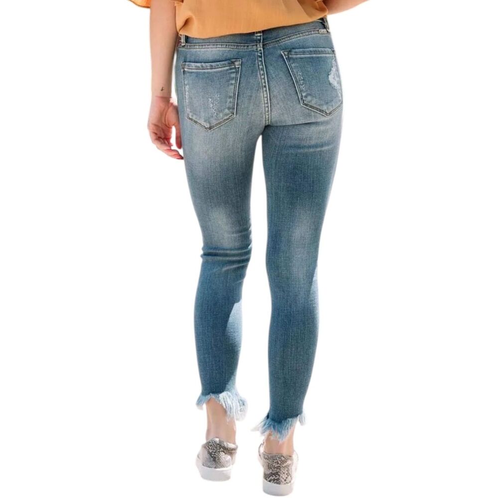 KanCan Signature Mid-Rise Ankle Skinny Jeans Size 32 Destructed Frayed Hem EUC - Picture 6 of 12